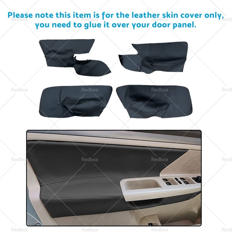 MAX COOL 4Pcs Black Leather Left and Right Door Panels