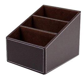 Multi-Function PU Leather Remote Control/Controller TV Guide/Mail/CD Organizer/Caddy/Holder-Brown