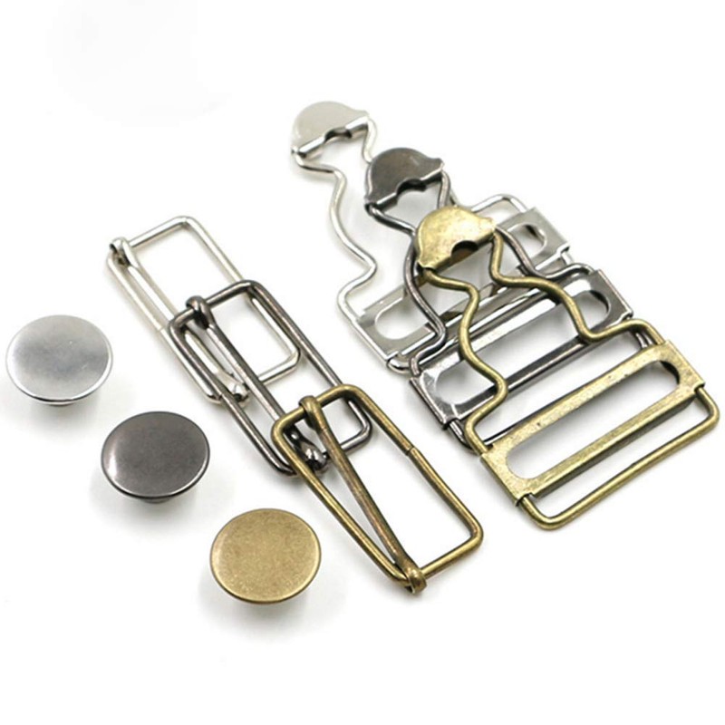 6 Sets Overall Buckles Metal Suspender Replacement Buckles with Rectangle