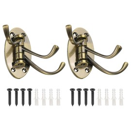 PATIKIL Swivel Wall Hooks Foldable Towel Hook Clothes Hanger Wall Mounted Three Rotating Arms Hangers for Kitchen Bathroom Garage Coat Gold 2 Pack