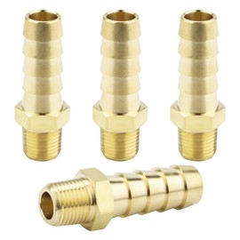 KOOTANS 4pcs Brass Hose Barb Fittings 3/8" Hose Barb to 1/8 NPT Male Thread Air Hose Fittings Brass Quick Coupler Air M Type Adapter Connector Fitting