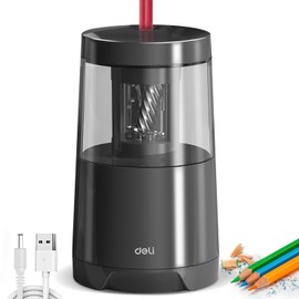 Deli Electric Pencil Sharpener, Automatic Pencil Sharpeners for No.2 Pencils Colored Pencils, Auto Stop, USB & Battery Operated for Kids, Students, Classroom, Home and Office, Black