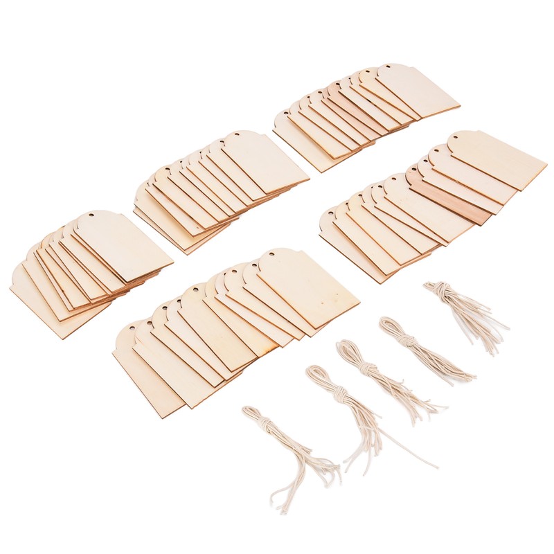 50pcs Wood Pieces DIY Natural Rustic Unfinished Wood with Hemp