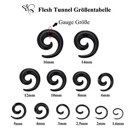 Longbeauty 3 Pairs Ear Piercing Kit 14G 5/8 Ear Expander Set Acrylic Stretcher Spiral Crescent Moon Pincher Tapers C Shape Buffalo Stretcher Black White, Acrylic