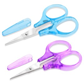 2 Pcs Small Craft Scissors 3" Small Embroidery Scissors Mini Scissors Travel Scissors with Cover Small Scissors All Purpose Straight Fine Tips Small Sewing Scissors for Crafting Paper Cutting Crochet