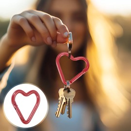 TIXIPEM Heart Shaped Snap Clip [6 Pack] - Durable Keychain Clip Spring Snap Hook Use for Backpacks, Key Chains & Camping Hiking - [Red/Orange/Aluminum Alloy]