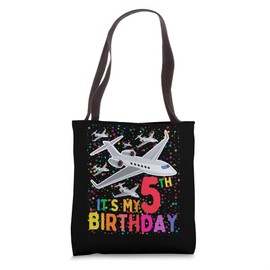 It's My 5th Birthday Airplane 5 year old Birthday Boy Girl Tote Bag
