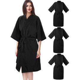 4 Pcs Salon Client Gown Hair Salon Barber Cape Smocks Capes Haircut Cape Salon Robes Kimono with Adjustable Tie Waist Belt for Barber Salon Apron Cover for Stylist, Spa Supplies