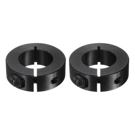 sourcing map 2Pcs Single Split Shaft Collar, 25mm Bore One Piece Clamping Collar 45mm OD 15mm Thickness Black Oxide Lock Collar Clamp with Set Screws (1045 Steel)
