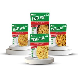 Pasta Zing Microwavable Pasta Variety Pack – 7 Ready-to-Eat Meals | 2 each- Elbow, Farfalle, Spaghetti & 1XFusilli | Durum Wheat | Fully Cooked in 60 Seconds | 7.05 oz Each