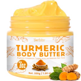 Turmeric Face Cream – All Natural Skin Brightening Lotion – Turmeric Whipped Body Butter for Dark Spots, Hyperpigmentation – Turmeric Skincare Cleanses, Fights Acne, Evens Tone, Scars, Sun Damage