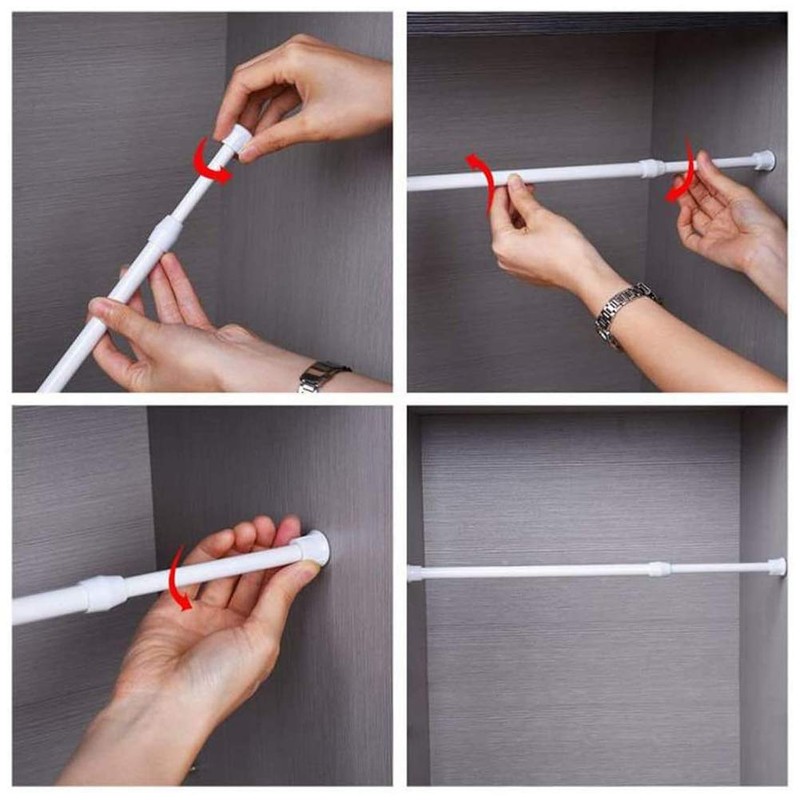 LaMure 6 Pcs Adjustable Extendable Spring Tension Rods Cupboard Multifunctional