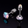 Titanium Screw Back Pack of Earrings Aurora Borealis Cubic Zirconia