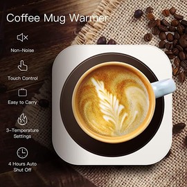 DoubleCare Calentador de Tazas de Café, 36 vatios, 3 ajustes de temperatura (hasta 176°F/80℃), Placa calentadora para té/agua/leche, Blanco