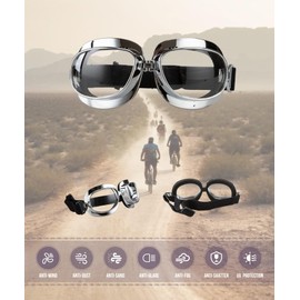 CRG Sports Vintage Aviator Pilot Style Motorcycle Goggles Cruiser Scooter Goggle for Men,Women,Adults,Youths