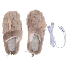 Man Electric Heating Slippers USB Heated Foot Warmer Soft Slip Resistant Feet Warmer for Cold Weather Coffee