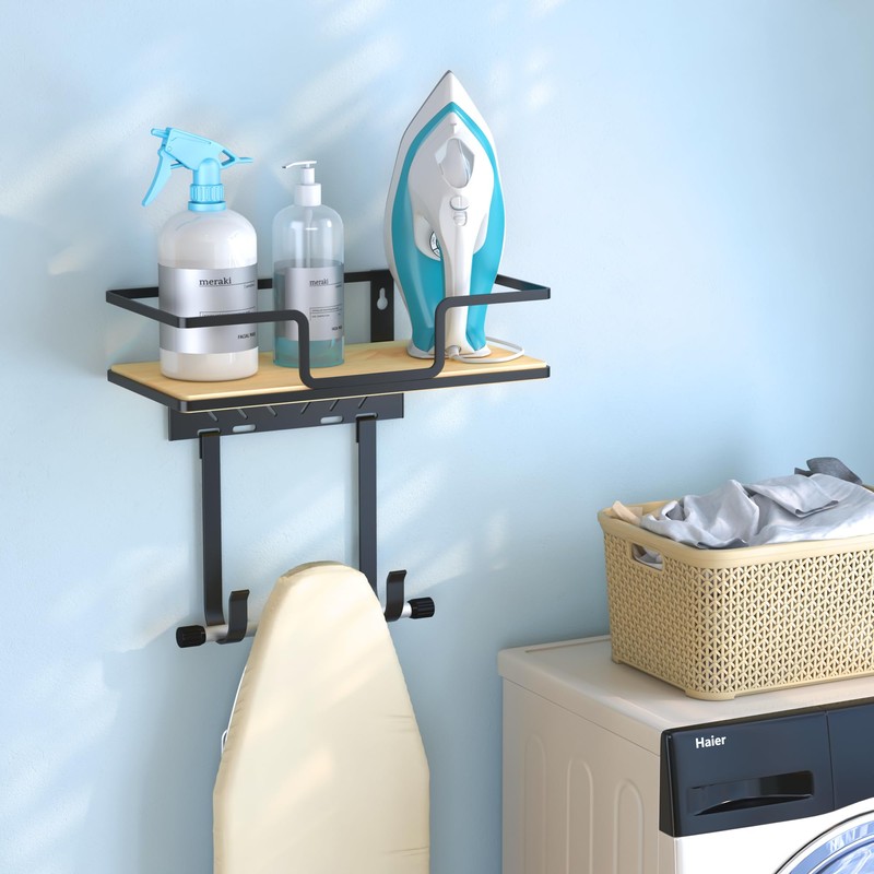 efluky Ironing Board Hanger with Removable Hooks, Ironing Board Holder