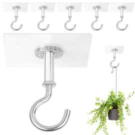 Muccibi Ceiling Hook for Hanging Plants, 5 Pack Adhesive Ceiling Hooks Heavy Duty Holds Up to 30lbs, Stick On for Flower Pots, Lights, Lanterns, Wind Chimes, Decorations, Bird Feeders