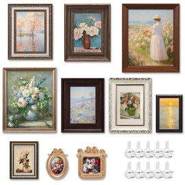 Qunclay 10 Pcs Vintage Picture Frames for Wall or Tabletop Display Ornate French Country Frames Vintage Farmhouse Decor Antique Wall Art Set for Gallery Bedroom Living Room (Classic Style)