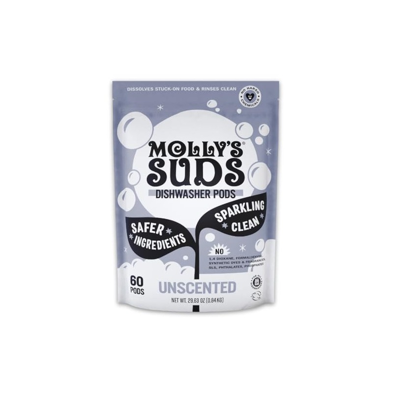 Molly's Suds Dishwasher Pods | Clean Dishwasher Detergent, Cuts Grease