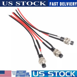 autoparts-home2025 3 Pack Mini Push Button Pre-Wired Momentary OFF-ON Switch Plug 12V 5AMP SPST US
