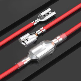 Non-insulated Female Spade Quick Splice Crimp Terminals 6.3mm, Complete Set with 8 Pcs and Protective Sheath – Reliable Crimp Connector Solution