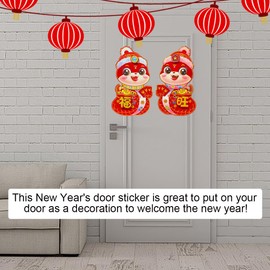 Chinese New Year Door Sticker, Year of The Snake Window Clings 2025, 3D Cartoon Zodiac Snake Wall Decals, Chinese New Year Decorations for Spring Festival Lunar Year Party