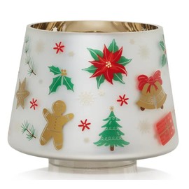 Yankee Candle Gingerbread and Poinsettia Winter Holiday Frosted Glass Jar Candle Shade Topper - for Large and Medium Orignal Jar Candles - Not for use with Signature Candles