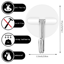 Jetec 24pcs Round Plastic Hooks - Small Self Stick Hooks for Hanging, White, Waterproof & Oil Proof for Kitchen Office Utensils(Ideal Style)