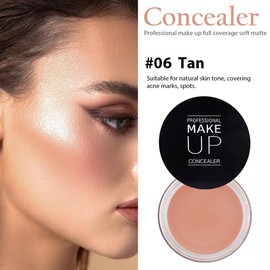 Kaely Pot Concealer Full Coverage Set,under Eye Brightener Concealer for Conceals Dark Circles,Waterproof Foundation Face Makeup Brush Kit,Color Correcting Concealer,Eye Ring corrector de ojeras 06