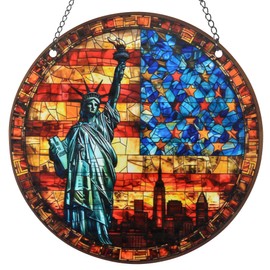 U-MOJOK Statue of Liberty Sun Catcher,Handmade Statue of Liberty Stained Windows Hanging,Acrylic Statue of Liberty Window Panel Wall Outdoor Garden Decor,July 4th for Lovers,Women
