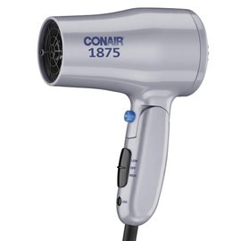Conair 1875 Watt Compact Dual Voltage Travel Hair Dryer with Folding Handle, Grey