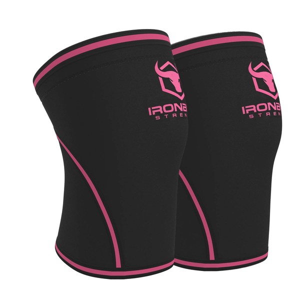 Knee Sleeves 7mm (1 Pair) - High Performance Knee Sleeve Support For Weight Lifting, Cross Training & Powerlifting - Best Knee Wraps & Straps Compression - For Men and Women (Black/Pink, Small)