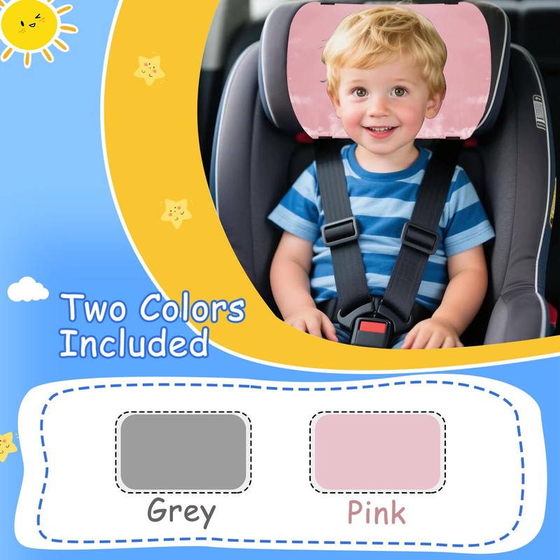 2 Pack Satin Car Seat Headrest Cover for Babies, Soft