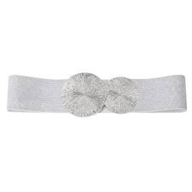 VONMELLI Women's Wide Elastic Belt with Golden Buckle for Dress, Stretchy Vintage Waist Belt for Women, Silver (silver buckle)