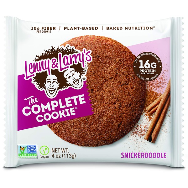 Lenny & Larry's The Complete Cookie, Snickerdoodle, Soft Baked, 16g Plant Protein, Vegan, Non-GMO, 4 Ounce Cookie (Pack of 6)