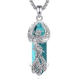 AEONSLOVE Turquoise Necklace for Women Phoenix Necklace Pendant Healing Crystal Phoenix Jewelry Turquoise Jewelry Turquoise Stone Pendants Talisman Spiritual Gifts for Daughter Mom Wife Mother