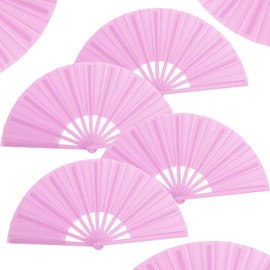 WNWBFM WNWBFM Boots on The Ground Fan,Large Holographic Folding Hand Fan, Clap Fans For Line Dancing,Foldable Craft Holding Laser Colors Hand Fan,Party,Dance Enthusiasts Gift (Pink plastic fan ribs 4pcs)