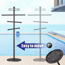 Weighted Pool Towel Rack Outdoor, Stainless Steel Main Pole, Removable Pool Towel Holder, Towel Tree for Beach, Pool Outside.