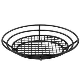 G.E.T. Enterprises 4-38804 11" x 8" Oval Basket, 2.25" Clipper Mill, Iron POLYETHYLENE Coated, Black