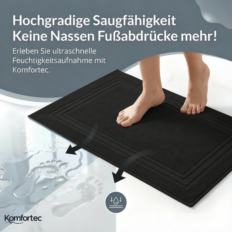 Komfortec Set of 2 Bath Mats Made of 100% Cotton,