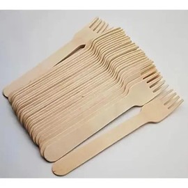 Tenedor Madera Biodegradable 6 Pulgadas 100 Piezas Wecare Ecológico Beige                                                                             