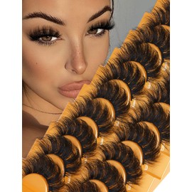 Eyelashes Mink Lashes Fluffy Natural Look False Lashes Wispy Full Eye Lashes 8D 20 mm Long D Curl Strip Eyelashes Pack 10 Pairs Reusable Fake Eyelashes That Look Like Extensions by Goddvenus