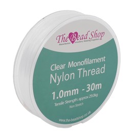 Clear Nylon Thread 1mm - Invisible String for Hanging Decorations, Sewing & Jewellery Making - Strong Non-Stretch Beading Thread & Nylon String, Clear Fishing Wire - Heavy-Duty Monofilament 30m Spool