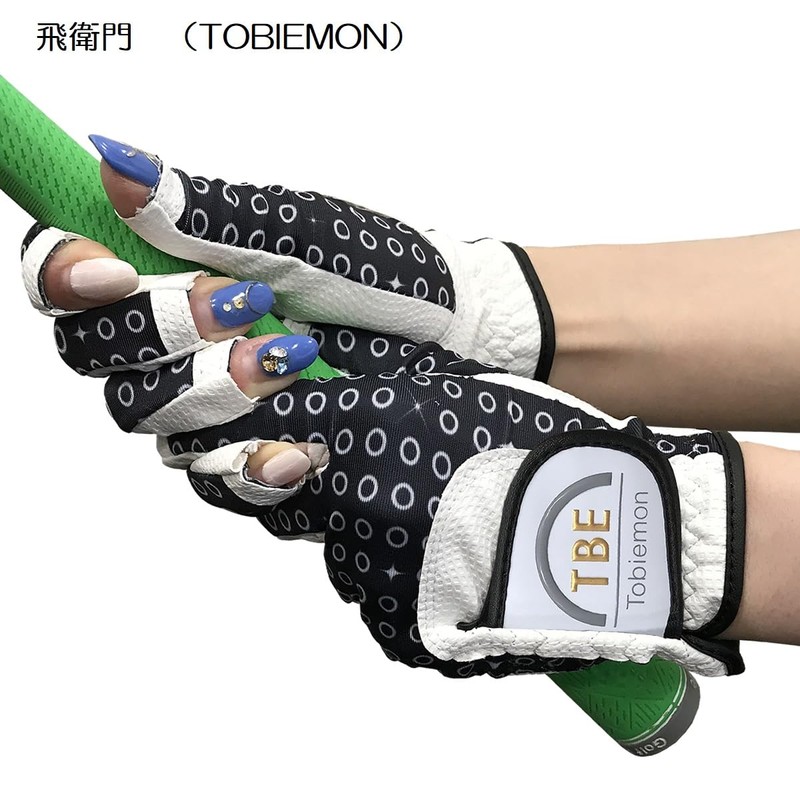 TOBIEMON Golf Gloves, TOBIEMON Women's Stretch Gloves, T-LG-BL, Black, Large