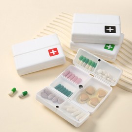 Portable mini pill case for travel and small use courage green 4ea