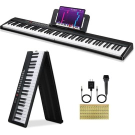 88 Key Foldable Electronic Keyboard Piano, Semi-Weighted Electric Piano Digital Piano with Dual Mode, 200 Rhythms, 200 Tones and 80 Demos for Beginners Adults Christmas gift
