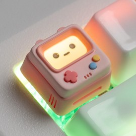 ULTRAEQUIP Artisan Keycaps, Cute Retro Game Consoler-Shpaed Keycaps, Shine Through Resin Handmade, Single 1U Replace Key for ESC Key Mechanical Keyboard (Pink)