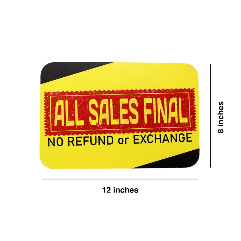 All Sales Final Sign | No Refund or Exchange PVC