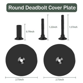 Door Hole Cover Plate,2-5/8" Diameter Round Deadbolt Cover Plate,Matte Black Door Knob Hole Cover Plate Door Hole Filler Plate for Home Security-2 Pack